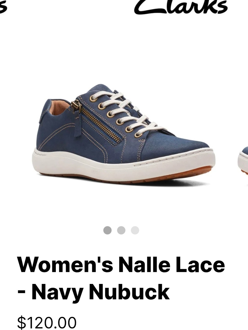 NEW Clarks Women's Nalle Lace Sneaker - Navy with White Sole
